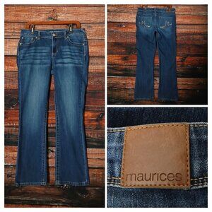 Maurices Jeans Size 12 Short Boot Cut Mid Rise Blue Denim Stretch